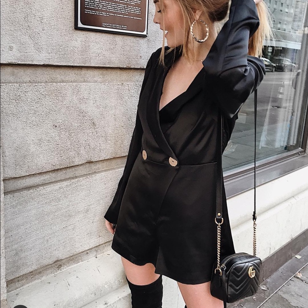 Finders Keepers Silk Blazer Dress Romper
